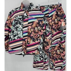 FP Movement Women's M Bunny Slope Puffer Jacket w/Matching Printed Ski Pants NWT